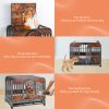 37in Heavy Duty Dog Crate, Furniture Style Dog Crate with Removable Trays and Wheels for High Anxiety Dogs